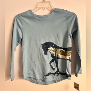 Carhartt Long Sleeve Starry Horse Girl’s T-Shirt, Large (12), Blue, 💙🐴, NWT